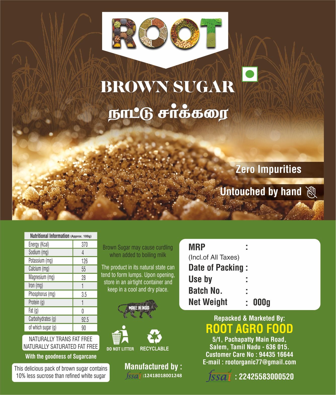 Natural Brown Sugar by Root Agro Foods